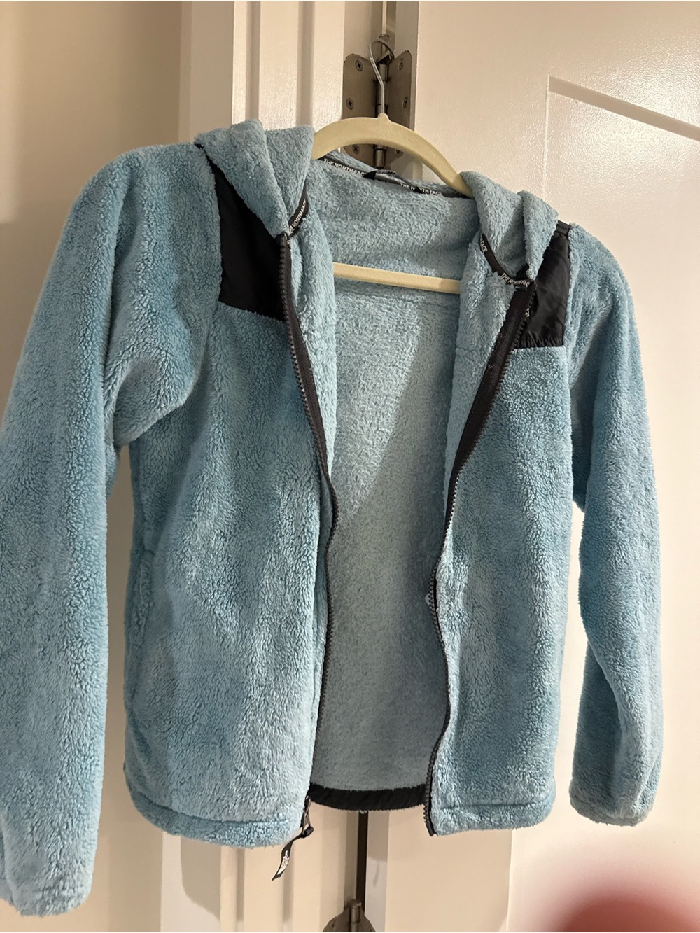 North Face Kids Light Blue Plush Hooded Jacket